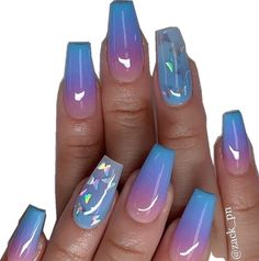 Purple Nail, Cute Acrylic Nail Designs, Ombre Nail Designs, Nail Art Ombre, Summer Acrylic Nails, Pink Nail, Nail Designs Glitter, Coffin Nails Designs