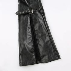 Embrace your bold and daring side with our Leather and Lace Flare Pants! Made with faux leather and a flattering flare leg, these pants will make you stand out in any crowd. The split cut with lace adds a touch of seductive charm, while the straps create an edgy look. Perfect for low-waist lovers and risk-takers! ❤️‍🔥 Size Chart: Size Waist (cm) Hip (cm) Thigh (cm) Length (cm) Waist (in) Hip (in) Thigh (cm) Length (in) S 68 84 48 101 26.77 33.07 18.90 39.76 M 72 88 50 103 28.35 34.65 19.69 40.55 L 76 92 52 105 29.92 36.22 20.47 41.34 Description: Fabric Type: Faux LeatherPant Style: RegularPattern Type: SolidFit Type: Slim FitMaterial: Polyester/SpandexOrigin: CNWaist Type: LowItem Type: PantsClosure Type: Elastic WaistMaterial Composition: 95% Polyester/5% Spandex Gothic Black Flare Bottoms, Black Faux Leather Wide-leg Pants, Black Flare Pants With Belt Loops, Black Gothic Leather Pants For Fall, Gothic Party Pants With Belt Loops, Gothic Faux Leather Party Bottoms, Gothic Black Leather Pants With Belt Loops, Gothic Leather Pants For Fall, Gothic Faux Leather Bottoms For Night Out