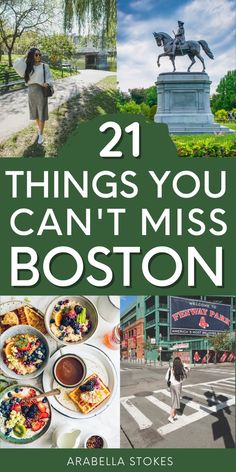 the cover of 21 things you can't miss in boston, with photos of people eating