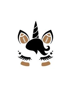 a unicorn's face with long eyelashes and a football ball in the center, on a white background