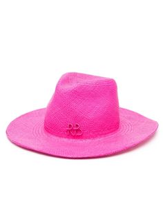 flamingo pink straw logo embellishment wide brim pull-on style Womens Straw Hats, Straw Fedora Hat, Fedora Hat Women, Flamingo Pink, Latest Fashion Design, Pink Hat, Crossbody Tote, Brim Hat, Leather Gloves