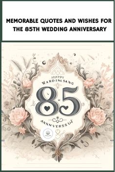 an anniversary card with flowers and the number 855 on it's front cover