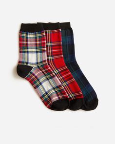 J.Crew: Tartan Bootie Socks Three-pack For Women Camp Socks, Bootie Socks, Hair Wrap Scarf, Women's Socks, Socks And Tights, Boot Socks, Tartan Plaid, Socks Women, Nice Shoes