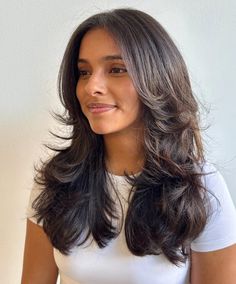 Armpit-Length Black Brown Shag for Thick Hair Indian Layered Hair, Long Haircut Indian, Indian Layered Haircut, Indian Women Haircut, Shag For Thick Hair, Armpit Length Hair, Long Hairstyles With Layers, Hairstyles With Layers, Haircut Idea