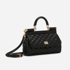 The Sicily Quilted Small Handbag in Black is a practical and compact must-have for any fashion lover. Made with quilted nappa leather, this bag features an adjustable and detachable crossbody strap and is adorned with a logo tag in two stylish metal finishes. Stay organized and stylish on-the-go with this brand icon. Luxury Black Double Flap Satchel, Black Double Flap Bag With Removable Pouch, Luxury Double Flap Shoulder Bag With Top Carry Handle, Quilted Leather Satchel Bags, Quilted Leather Bag With Double Handle, High-end Quilted Shoulder Bag For Everyday Luxury, Quilted Double Flap Shoulder Bag For Travel, Black Quilted Double Flap Bag, Quilted Leather Business Bag