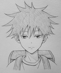 a drawing of an anime character with short hair