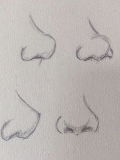 four different stages of drawing the nose