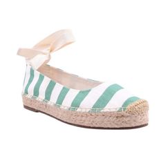 Draper James Light Green & Whitewashed Stripe Georgia Canvas Espadrilles Women’s Size 10 Natural Ropes Around The Flat Heel Striped Upper On These Espadrilles Cream Colored Ribbons Around The Ankle For A Ballet Like Look. Tie Closure Textile Upper Man Made Lining Rubber Sole New In The Box Smoke & Pet Free Home Shipping Daily: Monday - Friday Bundle Your Likes For A Private Offer Please Ask Questions Spring Green Closed Toe Espadrilles, Green Closed Toe Espadrilles For Beach, Green Espadrilles For Summer, Casual Green Espadrilles For Spring, Lace-up Espadrilles For Spring And Summer, White Closed Toe Summer Espadrilles, White Flat Heel Espadrilles For Spring, White Flat Espadrilles For Beach, White Flat Espadrilles For The Beach