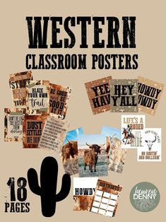 the western classroom posters have been placed on top of each other