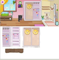 an image of a cartoon kitchen with refrigerators