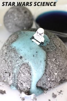 a star wars cake with blue icing on it