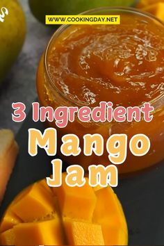 three ingredient mango jam on a black plate