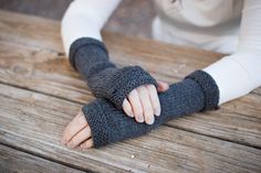 Grey Fingerless Gloves, Lace Fingerless Gloves, Knit Fingerless Gloves, Grey Gloves