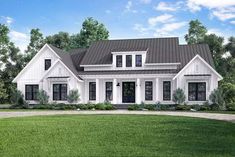 this is an artist's rendering of the farmhouse style house plans that are available for purchase