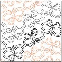 an intricately designed pattern with swirls and hearts on the side, in black and white