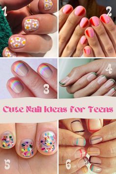 Trendy Nail Ideas for Teens {+ Thoughts on Acrylics} momma teen Teen Acrylic Nail Ideas, Summer Nails For Teens, Teen Nail Ideas, Nail Designs For Teens, Teen Nail Art, Star Nail Designs, Nails Natural