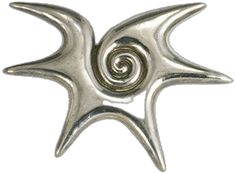 a silver pin with spiral design on it's back and center piece in the shape of a star