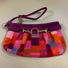 Like New, Never Used, Non-Smoking Home Chic Leather Clutch Wristlet, Coach Leather Wristlet With Zipper Closure, Coach Leather Pouch Clutch, Coach Rectangular Leather Wristlet, Coach Leather Rectangular Wristlet, Elegant Multicolor Wristlet For Everyday Use, Coach Multicolor Pouch Wristlet, Coach Multicolor Travel Wristlet, Coach Multicolor Wristlet