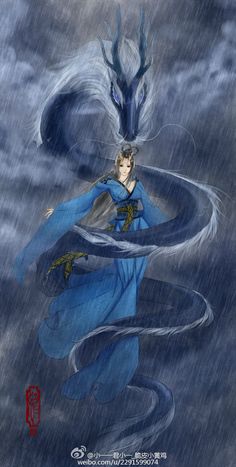 a woman in blue is walking through the rain