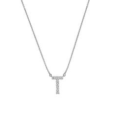 Add a meaningful touch with this glimmering necklace that features your choice of a brilliant diamond initial pendant and white, yellow or rose gold chain. Formal Initial Pendant Necklace With Single Cut Diamonds, Luxury Initial Pendant Necklace With Cable Chain, Luxury Brilliant Cut Initial Pendant Necklaces, Luxury White Gold Diamond Initial Necklace, Luxury White Gold Initial Necklace For Formal Occasions, Luxury White Gold Initial Necklace For Formal Events, Elegant Sterling Silver Tan Necklace, Elegant Tan Sterling Silver Necklace, Luxury Sterling Silver Initial Pendant Diamond Necklace