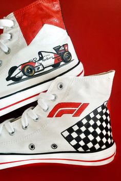 "⭐ FREE SHIPPING ⭐ These hand painted Formula 1 custom shoes are available in adult men's sizes. You can send initial letters or name, we will add in the design where \"NS\" written. If you are a fan of Formula One or your loving bro, boyfriend, or husband then this will surely be a great addition to his shoe rack. Add your personalization: If you want to add some personal touch to this design, do let us know at the time of ordering in the \"Note\" section. Design a custom pair of your choice to