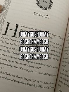 an open book with the words ohmy goshmy goshmy, ohmygoshmy goshomy gloshimyygooshmy and goshomy