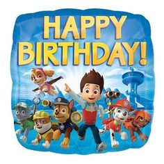 an image of a birthday card with the characters of paw patrol and other cartoon characters