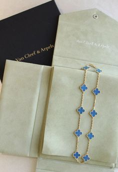 Van Cleef & Arpels Vintage Alhambra 33.86 in Charm Necklace 18k Yellow Gold.... Condition is Pre-owned. Shipped with USPS Ground Advantage. Blue Van Cleef, 10 Motif Necklace, Van Cleef Necklace, Purple Vans, Van Cleef & Arpels, Fierce Fashion, Blue Vans, Dope Jewelry, Van Cleef Arpels