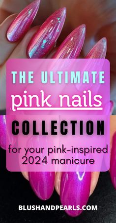 The Ultimate Pink Nails Collection for your pink-inspired 2024 manicure. Browse pink nail ideas from barbiecore nails to nude pink nails for any occasion. | pink acrylic nails | pink nail designs 2024 | pink nail trends | glazed donut pink nails | pink chrome nails | pink nails short | nude pink miniimlist nails | summer neon pink nails | sprink pink nails | fall hot pink nails | Pink Nail Ideas, Pink French Manicure, Bright Pink Nails, Nails Collection, Essie Nail Colors, Pink Chrome Nails, Opi Nail Colors, Pink Manicure, Hot Pink Nails