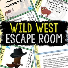 the wild west escape room is filled with pictures and numbers to help students learn how to use