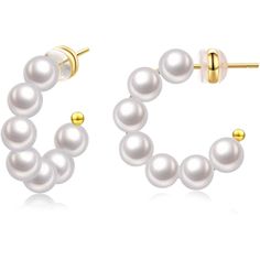 High-Quality Pearl Earrings :These Small White Pearl Hoops Almost Hug The Ears & Look So Classy, Of Great Quality.They Match Anything You Wear Plus These Are Petite And Adorable.Health, Hypoallergenic ,Thin And Lightweight,Comfortable To Wear.Each Pair Of Earrings Is In A Different Style, Such As Stylish, Cute And Classic And Elegant.Match Your Different Decoration Needs, Redefining Your Personality As Well.Those Pearl Hoop Earings Use The Best Craftsmanship. High Polish And Very Shiny. Safe Mat Round Pearl Earrings, Silver Crystal Earrings, Buy Pearls, Light Weight Jewelry, Birthday Gift For Women, Jewelry Birthday, Pearl Hoop Earrings, Large Hoop Earrings, Birthday Jewelry Gift