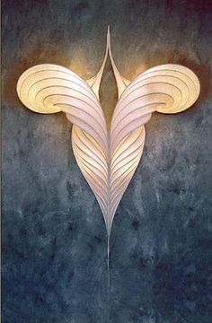 a painting of a leaf with light shining on it's back and the top part of its wings