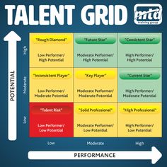 the talent grid for high performance, low potential and more important skills are needed here