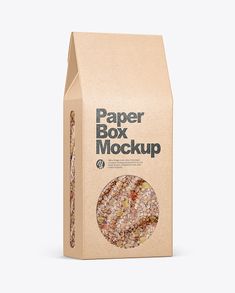 a brown paper box with some kind of food in it on a white background,