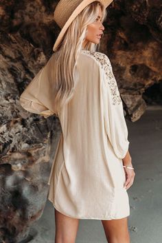 This relaxed mini dress has a split neckline and a necktie Designed with a delicate lace detailing along the shoulders It fits any body shape to enjoy a leisure holiday this summer Perfect to lay over the swimsuits to protect from the sun Dropship beach cover-ups are summer essentials especially for beach holidays Chic Lace Trim Beach Cover-up, Summer Beachwear Cover-up With Lace Trim, Flowy Beach Cover-up Dress With Lace Trim, Long Beach Cover-up With Lace Trim, Spring Beach Cover-up Mini Dress With Lace Trim, Adventurous Women, Casual Short Sleeve Dress, Short Summer Dresses, Lace Neckline