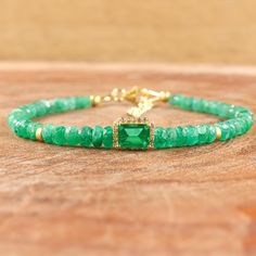 Emerald Bracelet for women, Bracelet for man, Emerald Jewelry, May Birthstone Jewelry, 925 Sterling Silver, Gold Emerald beaded bracelet, bracelet for her, AAA Emerald bracelet. Gemstone - Emerald  Birthstone - May Birthstone   Material - 925 Sterling Silver , Gold Filled  Charm Size -  5 x 7 MM Octagon  Beads Size - 3 x 4 MM to 4 to 5 MM Available  Bracelet Size - 5 to 10 Inch Available  Style - Minimalist  Quality - AAA Grade quality  Shipping service - Free world wide shipping service  Handmade item  More Jewelry Are available for related this item just click the link and check it now -www.etsy.com/shop/ColorsGemsJewels Thank you for visit our store -------------------------------------- Octagon Emerald bracelet, bracelet for women, bracelet for man, AAA Emerald bracelet, beaded bracele Hand-strung Beaded Bracelets With May Birthstone, Hand-strung Beaded Bracelets For May Birthstone, Green Emerald Bracelet, Bracelet For Man, Bracelet For Her, Emerald Birthstone, Emerald Bracelet, Emerald Bead, Women Bracelet