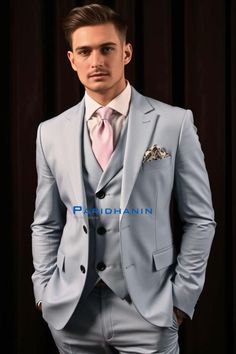 =>UNIQUE CREATION - PLEASE RESPECT COPYRIGHT<= All images and content on this site are exclusively crafted and owned by Paridhanin. Unauthorized copying, sharing, or reproduction is prohibited and will be subject to legal action. Light airforce blue 3pc 120s wool wedding suit for groom and bestman , for reception, Classic peak lapel  with a matching vest and tailored trousers. It has a white dress shirt underneath, paired with matching tie. The price includes Jacket, vest and pant only. Other accessories if you want like shirt , tie and pocket square will be available on extra cost. For this message us in personalisation box. The suit is meticulously crafted from a luxurious  polyester blended fabric, ensuring both a sleek appearance and superior comfort. Whether you're attending a wedding Blue Three-piece Wedding Suit In Suiting Fabric, Blue Three-piece Wedding Suit, Wool Wedding Suit, Wedding Suit For Groom, Suit For Groom, Yacht Party, Wedding Suits Groom, Air Force Blue, Tuxedo Suit