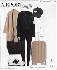 Athleisure Airport Outfit, His And Hers Airport Outfits, Travel Weekend Packing, Train Travel Outfit, Varley Outfit Ideas, Winter Airport Outfit, Outfit Airport