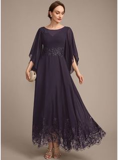 Sequins Lace Chiffon Scoop Illusion Fall Spring Summer Winter A-line General Plus No Leg Slit Back Zip V Back Elegant Other Colors Height:5.8ft（176cm） Bust:32in（82cm）Waist:24in（61cm）Hips:35in（89cm） No Ankle-Length 3/4 Sleeve Flutter Sleeve Mother of the B Summer Mother Of The Bride Dresses, Dress With Sequins, Bride Groom Dress, Lace Chiffon, Mother Of The Bride Dress, Mom Dress, Groom Dress, Bride Dresses, Dress Sewing Patterns