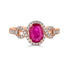 A-Rings-50636-2-RG-1 Ring Style, Ruby Gemstone, Ruby Ring, Metal Color, Diamond Gemstone, Oval Cut, Rose Gold Ring, Gold Ring, Sapphire Ring