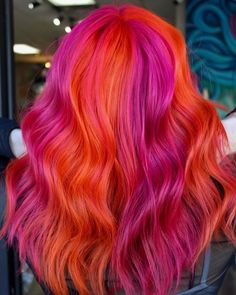 Orange Hair Ideas, Cherry Cola Hair Color, Pink And Orange Hair, Fantasy Hair Color, Black Hair Balayage, Creative Hair Color, Hair Color Pink, Summer Hair Color