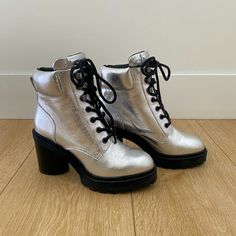 Silver Boots, Mid Heel, Brand New Marc Jacobs Shoes, Silver Boots, Moto Boots, Mid Heel, Marc Jacobs, Brand New, Women Shoes, Boots, Heels