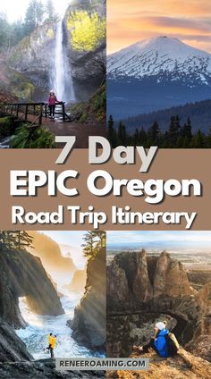 Photo collage of various places in Oregon. Linked to a blog post that shares a 7 day Epic Oregon Road Trip Itinerary. Road Trips From Portland Oregon, Trip To Portland Oregon, Oregon Coast Roadtrip 4 Days, Vancouver To Oregon Coast Road Trip, Portland Oregon Road Trip, 7 Day Oregon Road Trip, Oregon To Arizona Road Trip, Oregon To Montana Road Trip, Must See Places In Oregon