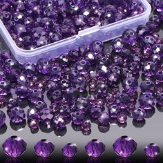 PRICES MAY VARY. ❤ Great Value - The crystal glass beads kit for jewelry making includes about 135pcs 8mm + 175pcs 6mm + 250pcs 4mm faceted rondelle crystal beads with a storage box.The hole size is about 1mm and 1.3mm. ❤ Premium Material - The briollete crystal beads for DIY craft are made of high-quality crystalized glass material, bright, glossy and in beautiful colors, lightweight and comfortable to wear. ❤ Nice Crystal Beads Jewelry Making Supplies - The crystal glass spacer beads can perfe Purple Crystal Necklaces For Jewelry Making, Healing Purple Crystal Necklace With Faceted Beads, Affordable Handmade Purple Crystal Necklaces, Diy Bracelet, Diy Jewelry Making Bracelets, Bracelets Diy, Elegant Purple Faceted Beads, Crystal Bead Jewelry, Purple Faceted Amethyst Beads