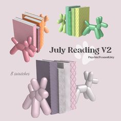 an image of july reading v2 with balloons and bookends in the background