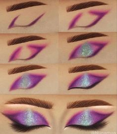 Bold Makeup Tutorial Step By Step, Different Types Of Eyeshadow Styles, Easy Makeup Ideas Colorful, Juvia's Place Culture Palette Looks, Carnival Nails Ideas, Colorful Eyeshadow Looks Step By Step, Colourful Eyeshadow, Everyday Eyeshadow, Glitter Water