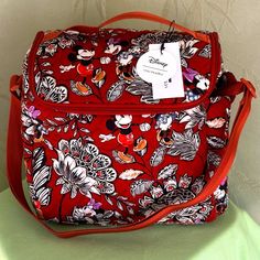 Vera Bradley Quality And Style Meet Disney's Iconic Characters, Mickey And Minnie Mouse, To Create This Fun, Fabulous, And Oh-So-Functional, Authentic Vera Bradley Crossbody Lunch Tote Bag! Featured In An Adorable "Mickey And Minnie's Flirty Floral" Motif -- Brand New -- Never Used! *Please Note: The Bag In The Photos Is The Actual Bag I Currently Have Available. Lunch Crossbody Bag: -Exterior: Quilted Cotton -Insulated Interior -Zip Closure -Exterior: Side Slip Pocket -Top Handle: 2" Drop -Adju Disney Style Crossbody Shoulder Bag For Travel, Disney Style Rectangular Shoulder Bag For Travel, Disney Style Travel Shoulder Satchel Bag, Red Disney Bags For Disney Trips, Disney School Bag In Red, Disney Shoulder Bag With Adjustable Strap For Travel, Red Disney School Bags, Disney Red School Bag, Disney Crossbody Shoulder Bag For Travel