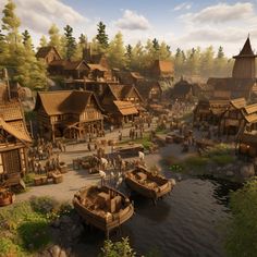 What did Viking Villages look like? Viking Village Fantasy Art, Viking Village Layout, Mid Evil Village, Kingdom Village Aesthetic, Medivial Village Aesthetic