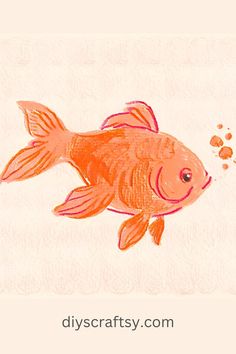 a drawing of a goldfish on a white background