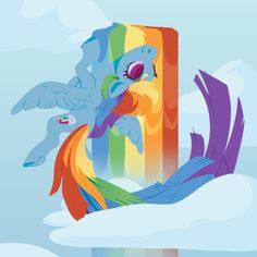 an image of a rainbow pony flying in the sky